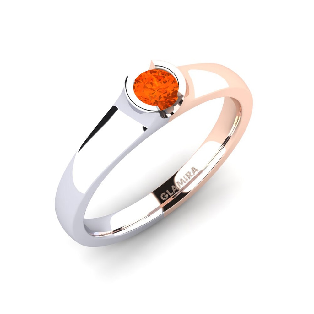 14ct White / Rose Gold Fire-Opal Engagement Ring Sabrina 0.25 crt