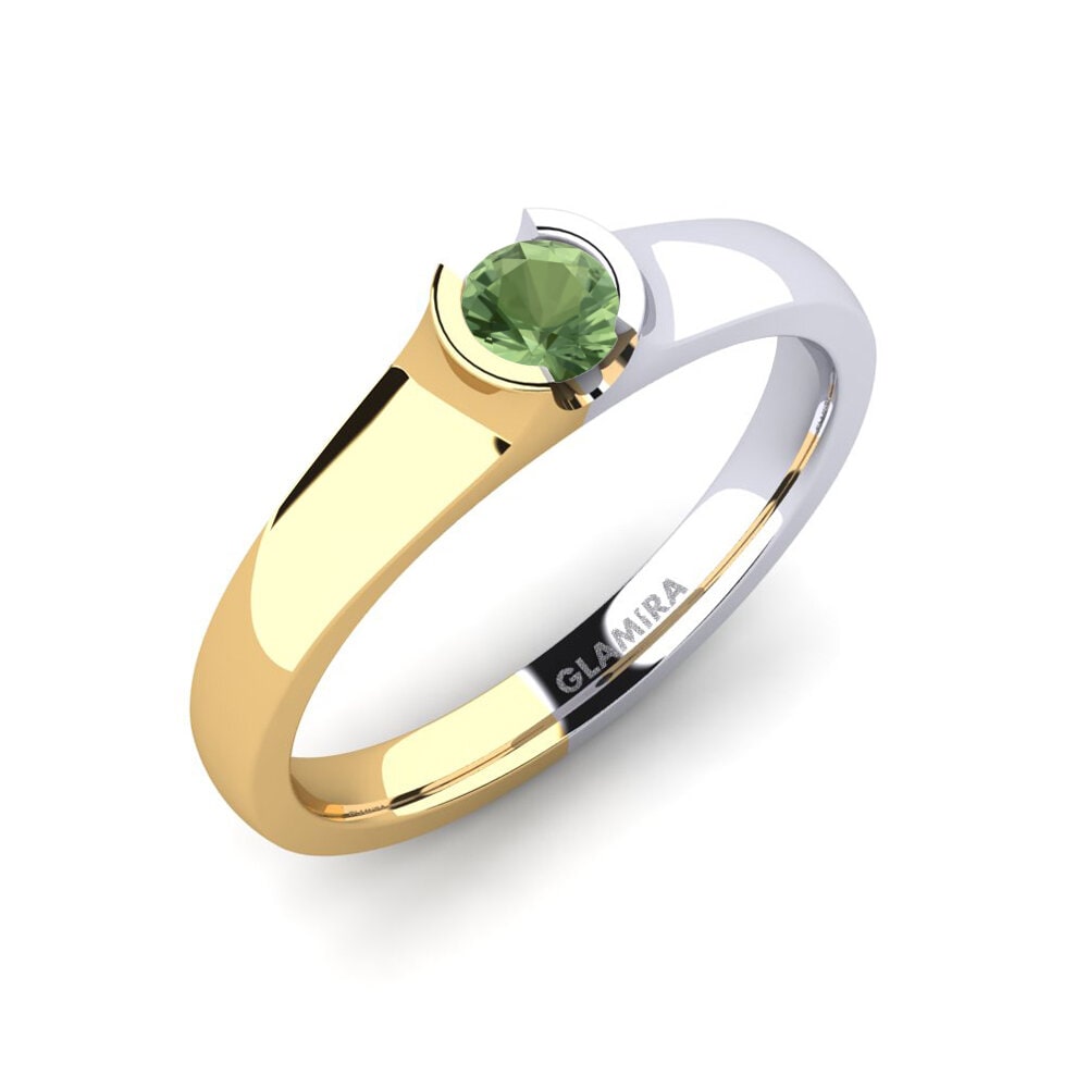 14ct Yellow / White Gold Green Sapphire Engagement Ring Sabrina 0.25 crt