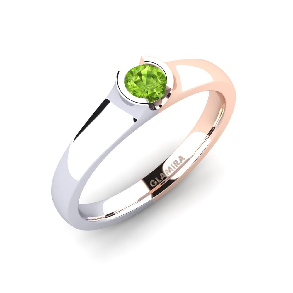 14ct White / Rose Gold Peridot Engagement Ring Sabrina 0.25 crt
