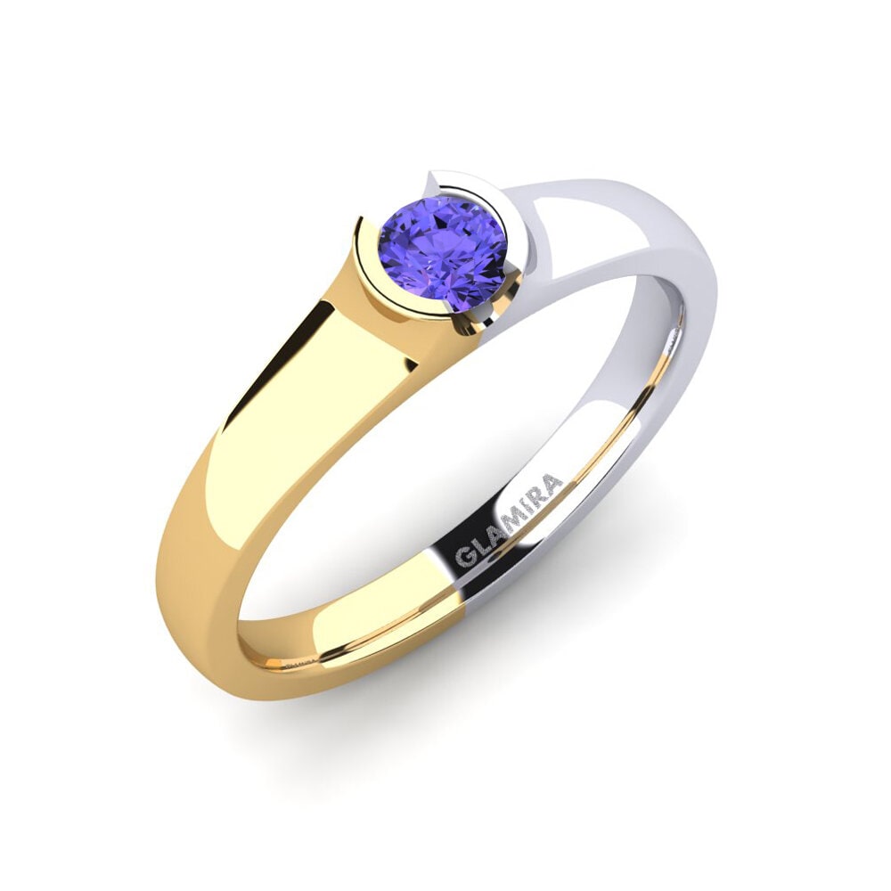 14ct Yellow / White Gold Tanzanite Engagement Ring Sabrina 0.25 crt