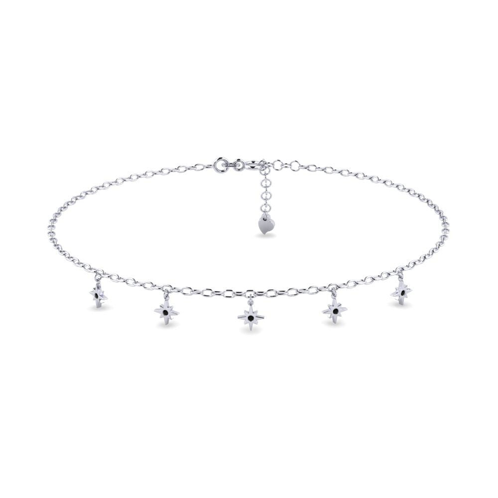 Plata 925 Zafiro negro Tobillera de mujer Noble