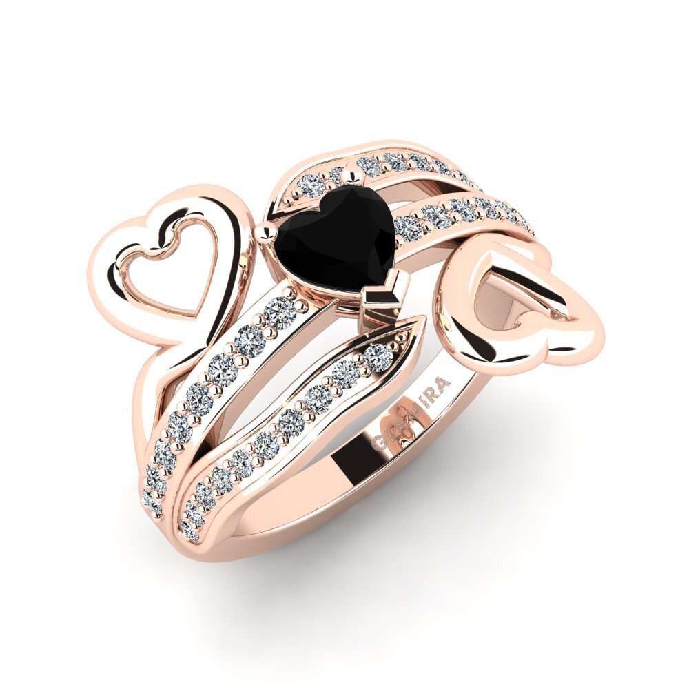 Oro Rosso 585 Diamante Nero Anello da donna Nocha
