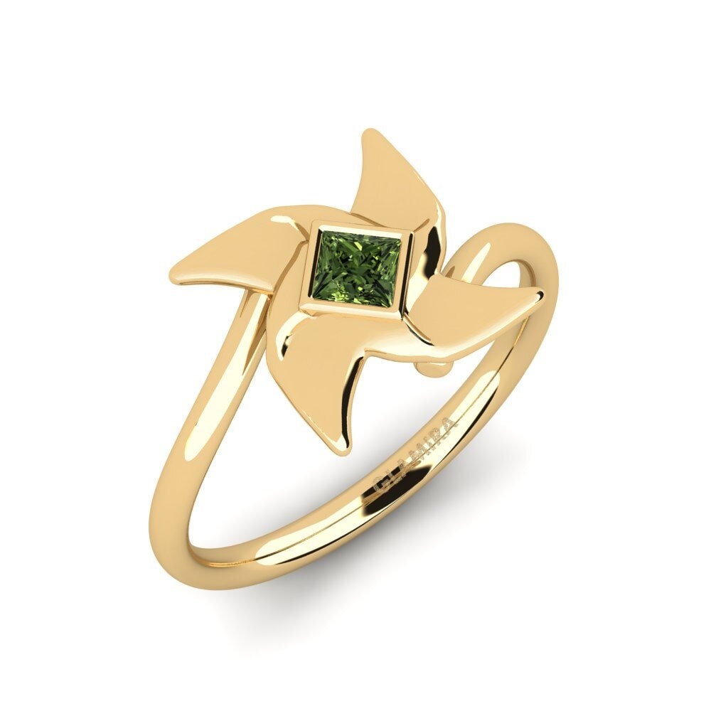 Zafiro Verde Anillo de compromiso Nocnip