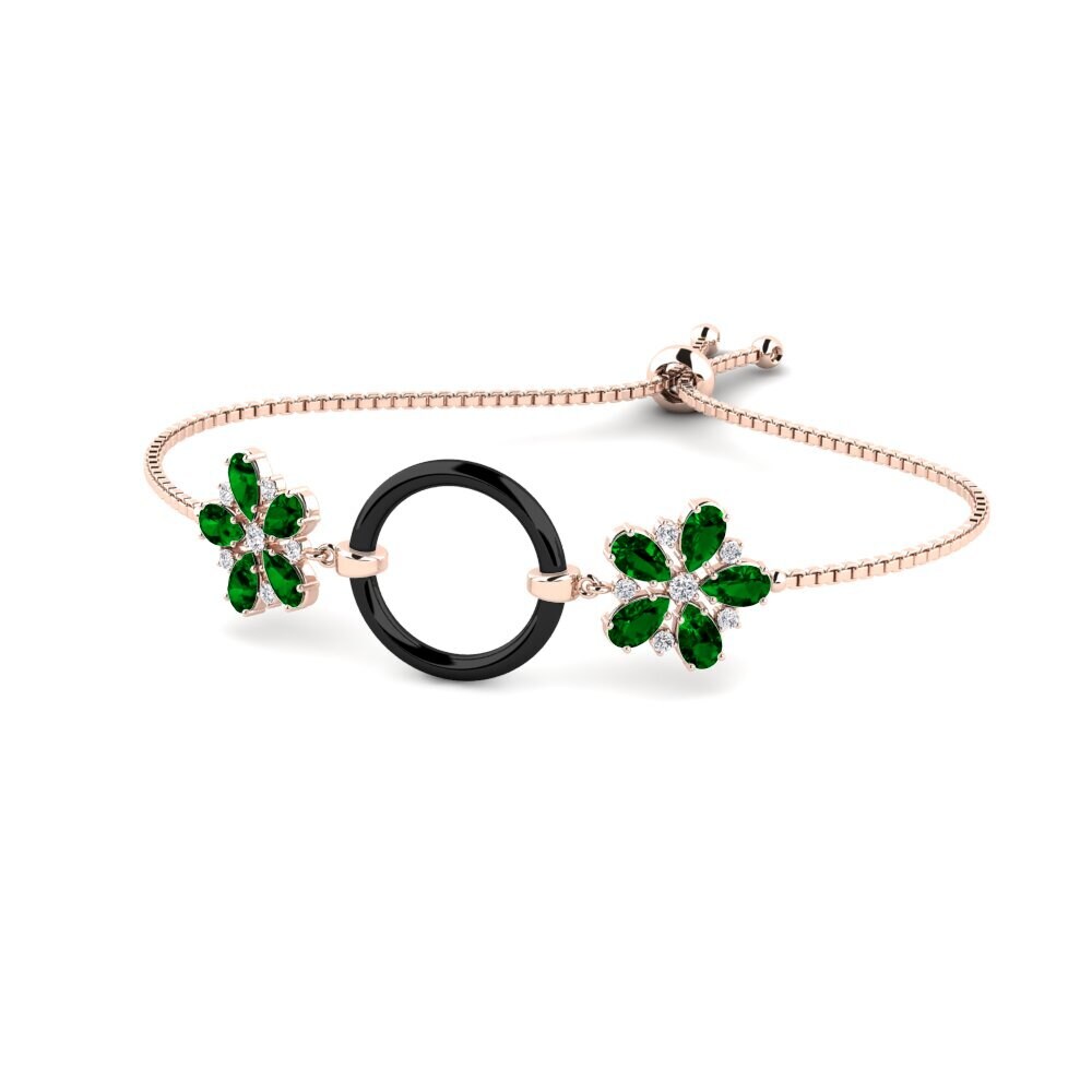 9k Oro rosa Circonita Verde Pulsera de Mujer Nodine