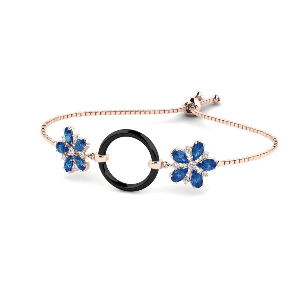 18k Oro Rosa Circonita Azul Oscuro Pulsera de Mujer Nodine