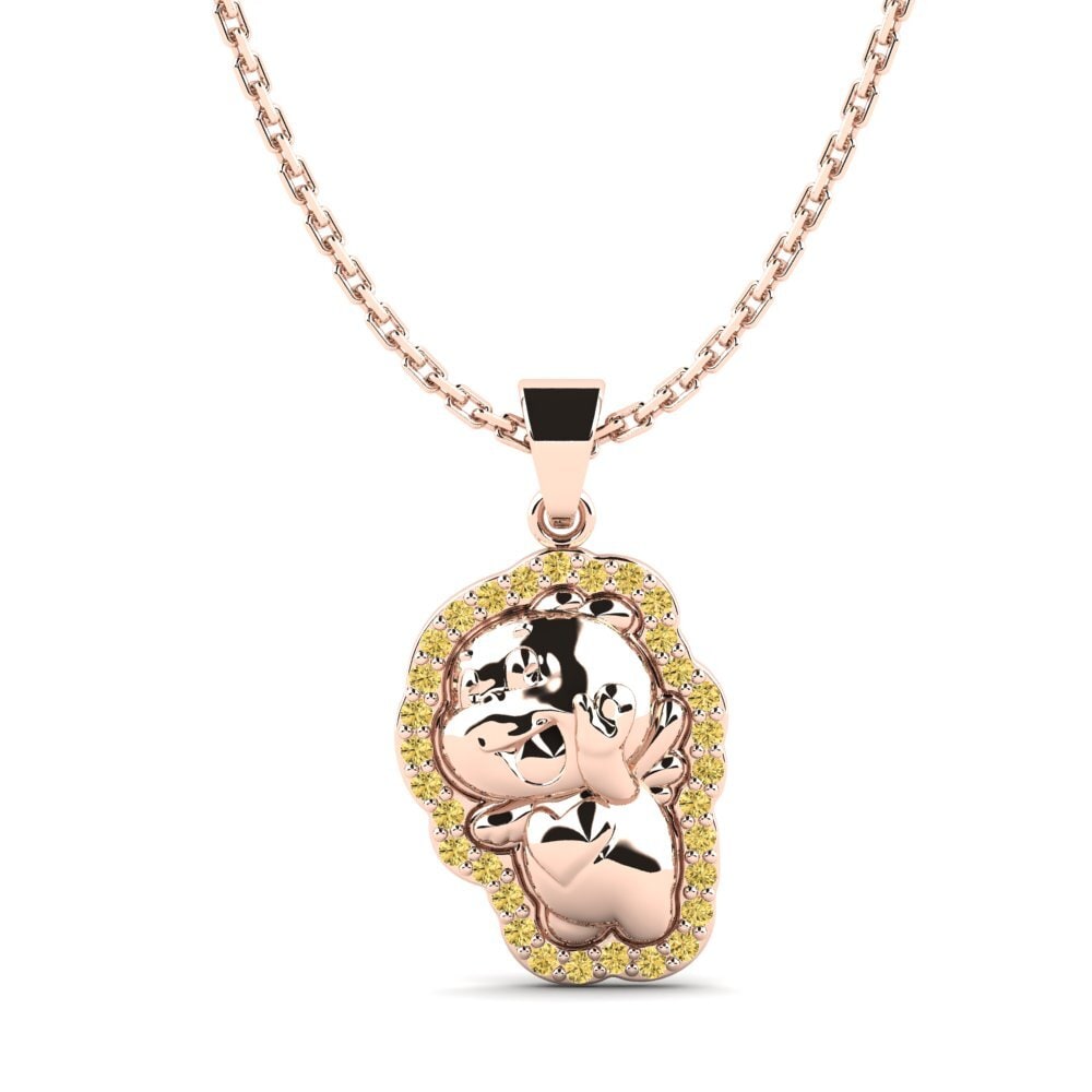 14ct Rose Gold Yellow Diamond Kid's Pendant Noemia