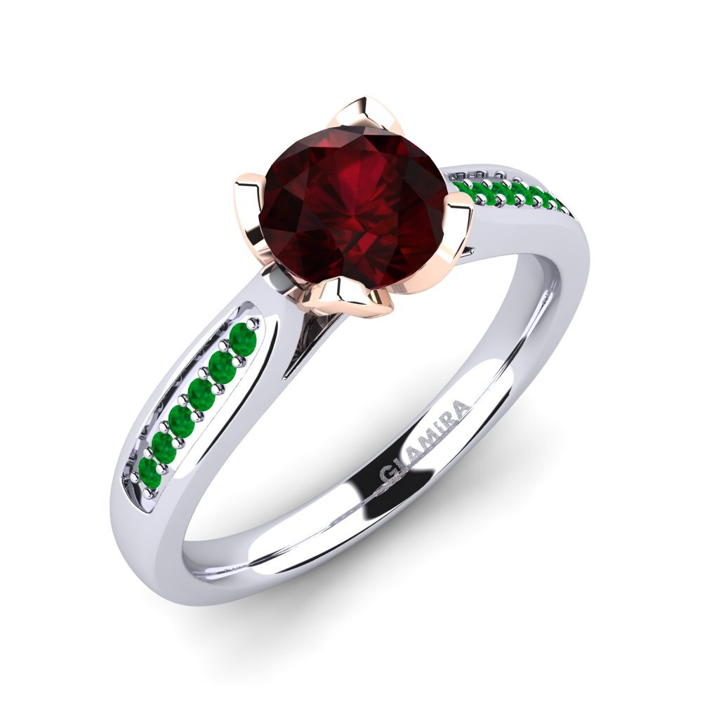 14K Wit & Rood Goud Granaat Verlovingsring Noemin