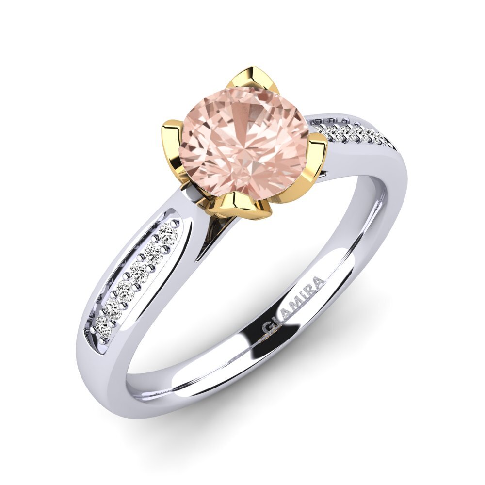 14ct White / Yellow Gold Morganite Engagement Ring Noemin