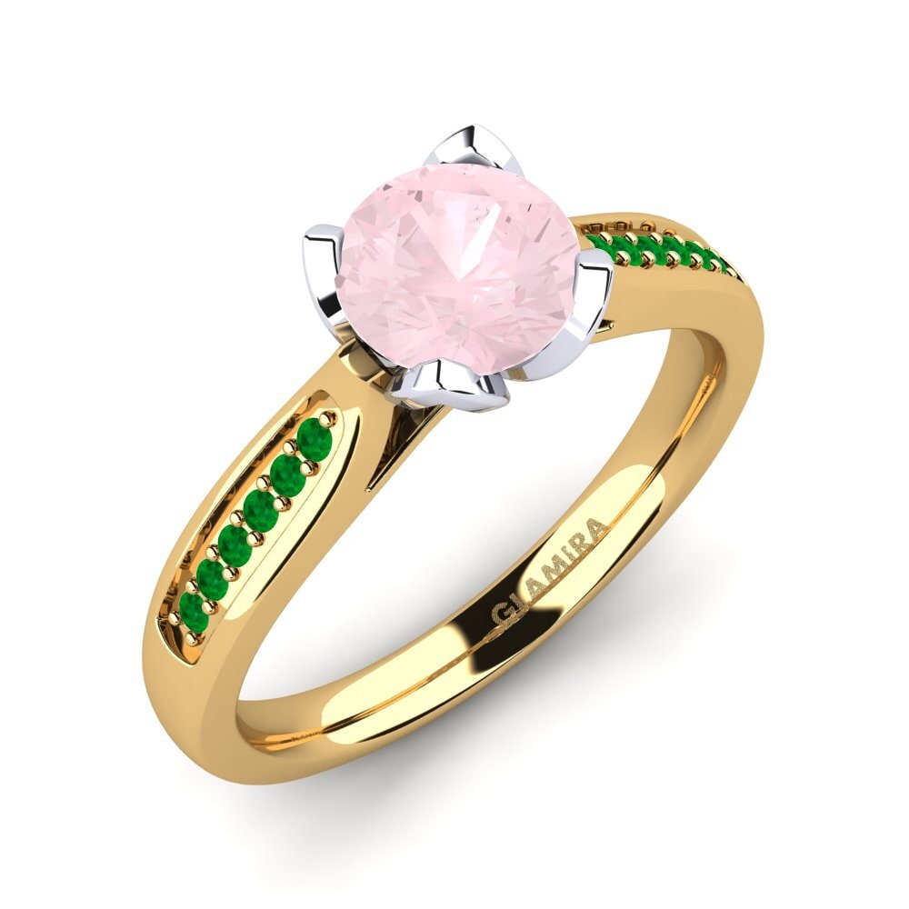 18K Yellow & White Gold Rose Quartz Engagement Ring Noemin