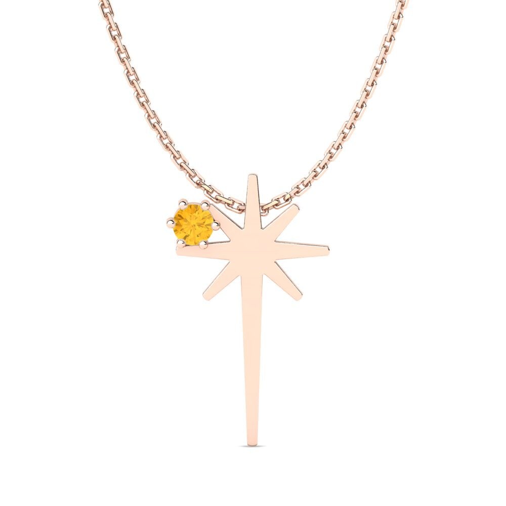 14k Oro Rosa Citrino Colgante de Mujer Noiraseri