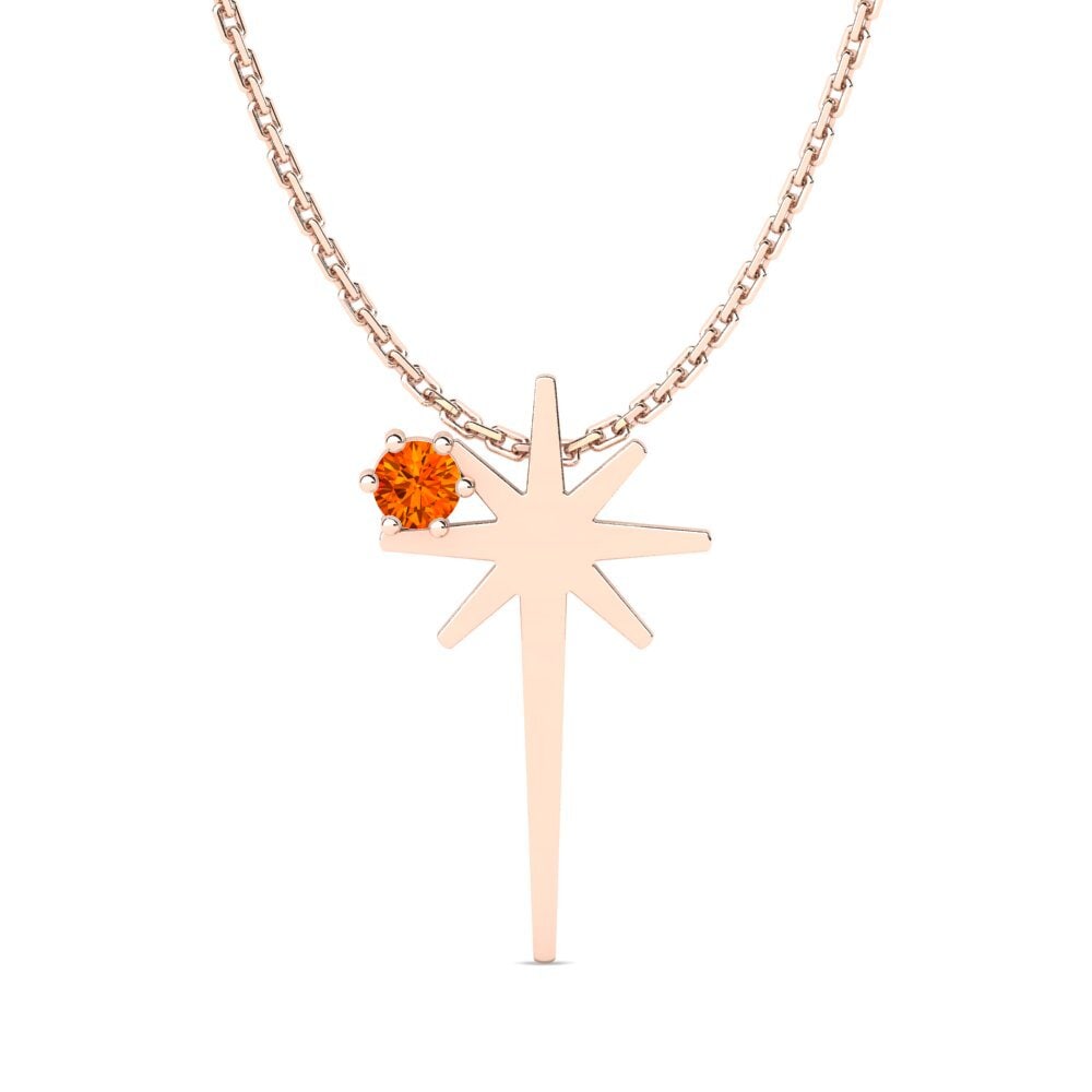 14k Oro Rosa Zafiro Naranja Colgante de Mujer Noiraseri