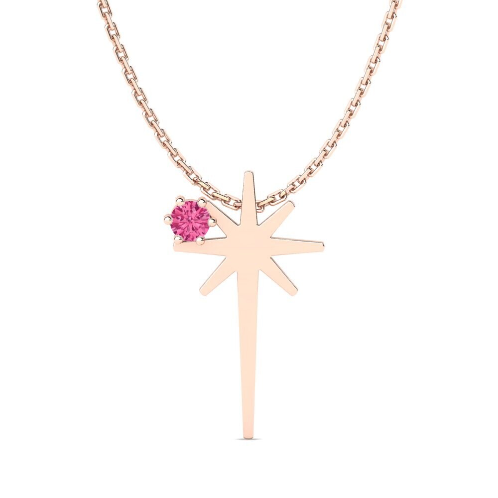 9k Oro Rosa Turmalina rosa Colgante de Mujer Noiraseri