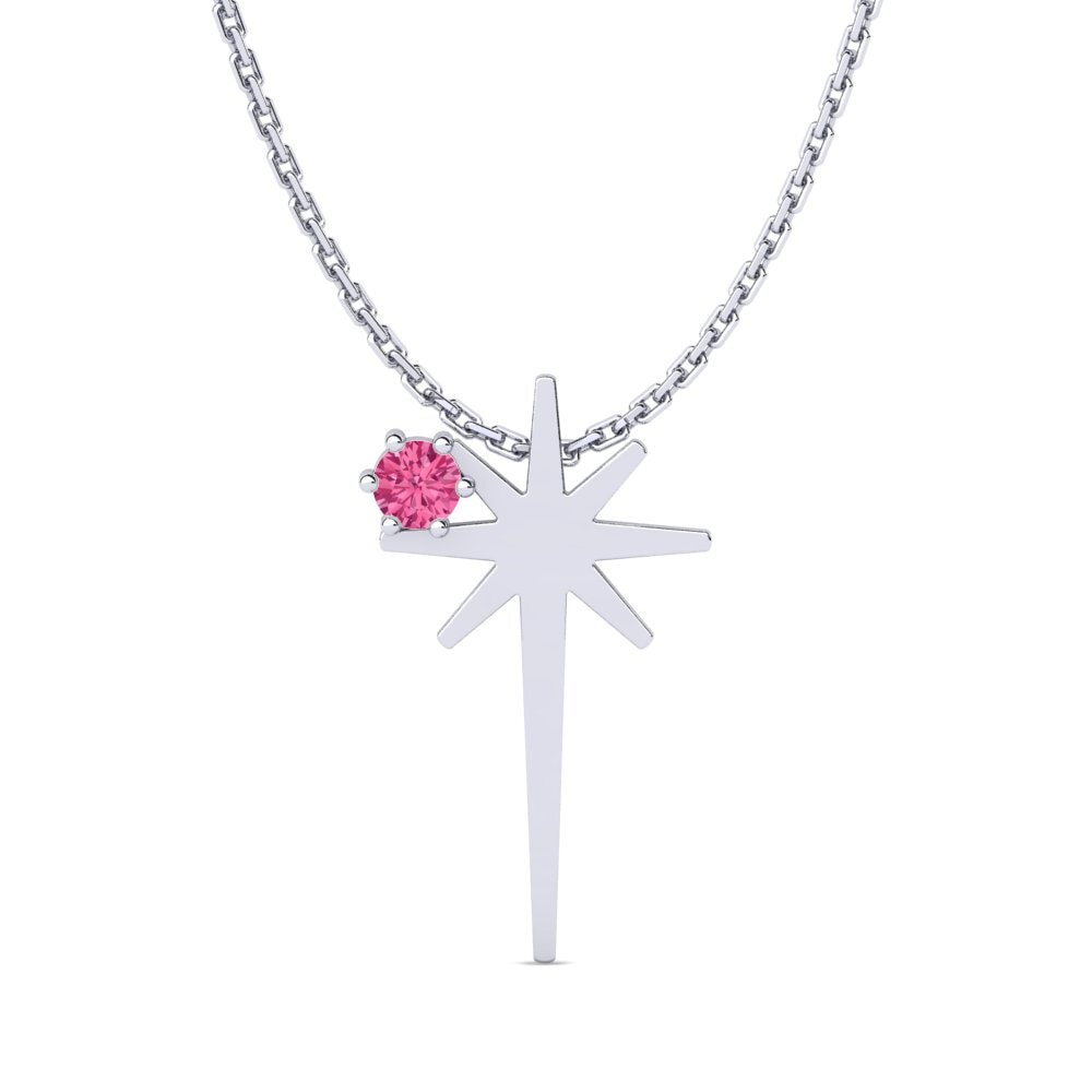 Platino 950 Turmalina rosa Colgante de Mujer Noiraseri