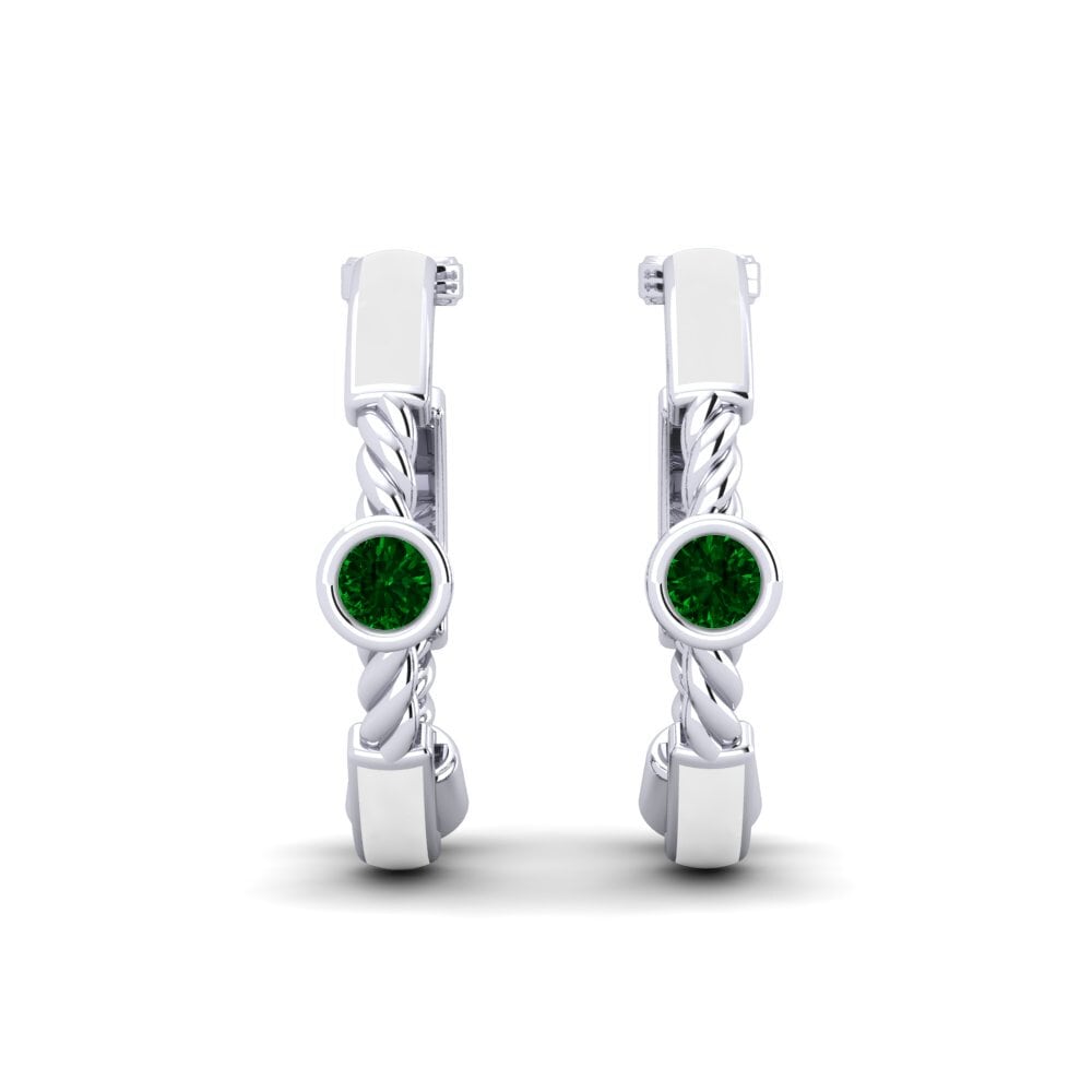 Pendientes Circonita Verde Huggies y aros