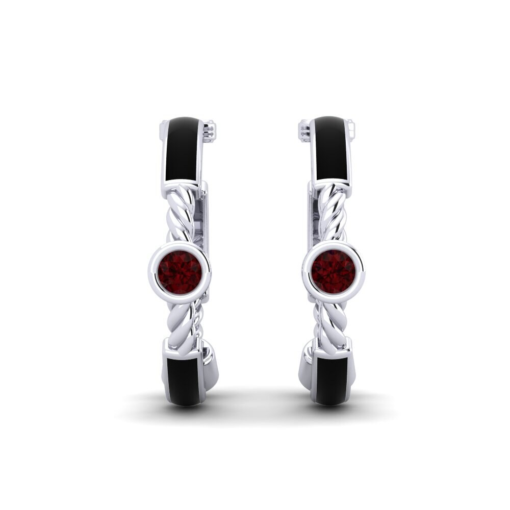 Pendientes Granate Huggies y aros