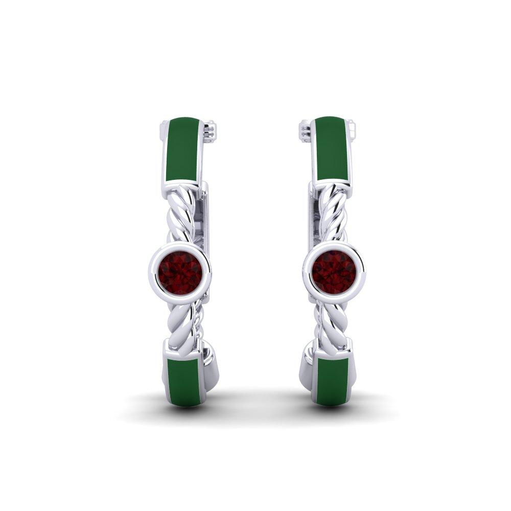 Pendientes Granate Huggies y aros