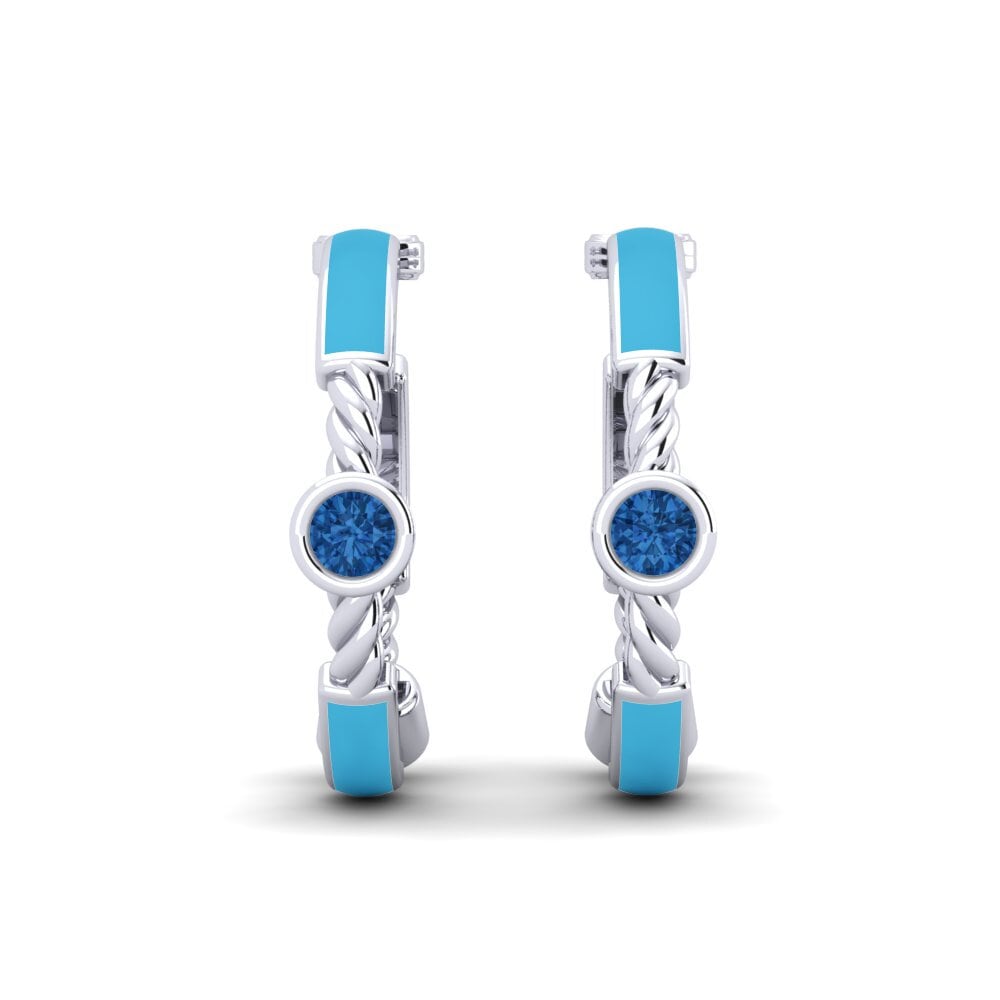 Orecchini Zircone Blu Scuro Abbracci e cerchi