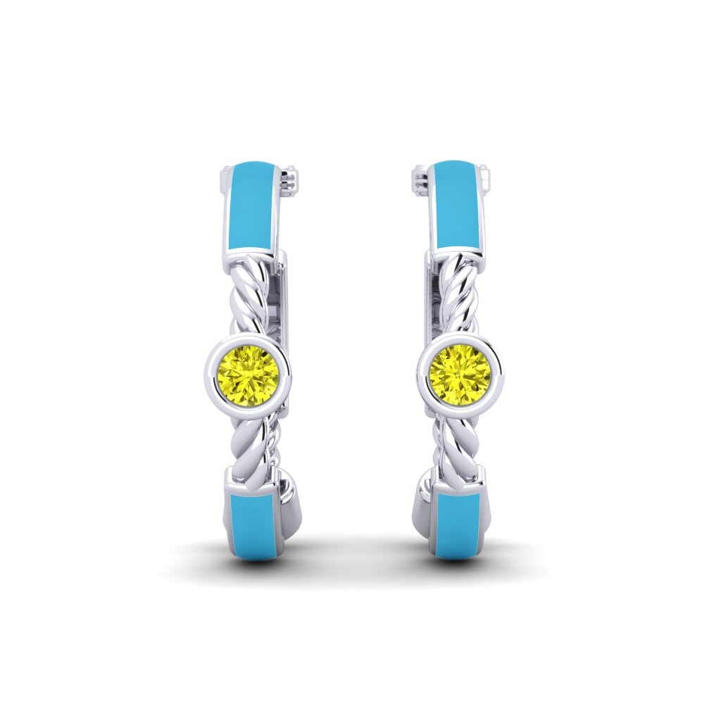 Orecchini Diamante Giallo Abbracci e cerchi