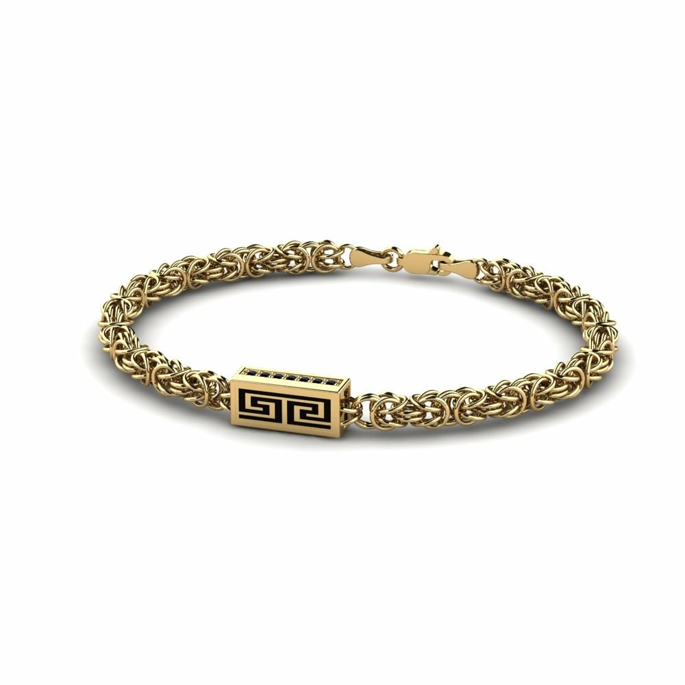 Chain Men's Bracelets Novern 585 Yellow Gold Black Diamond