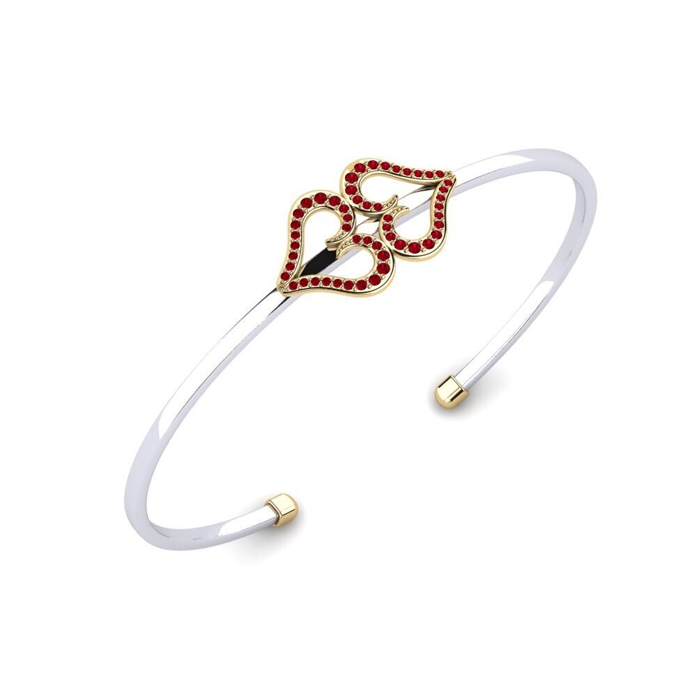 9ct White & Yellow Gold Red Zirconia Women's Bracelet Nomad