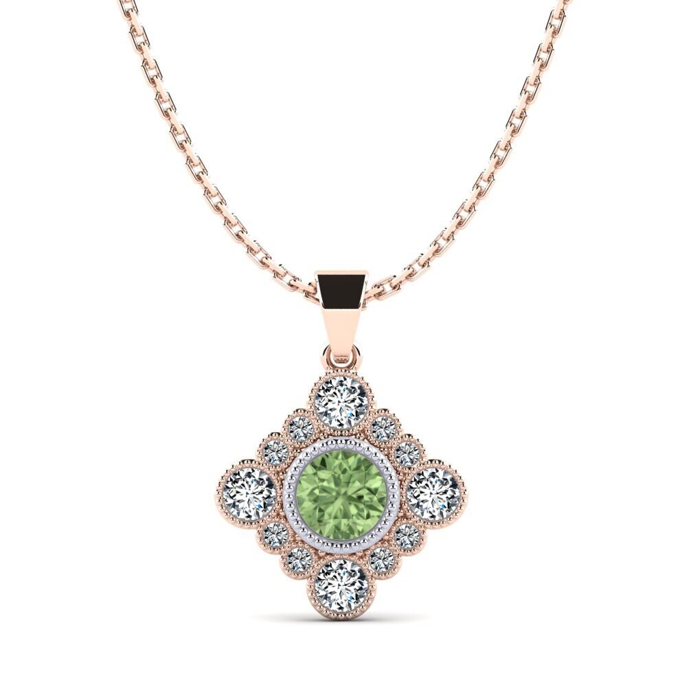 18k Oro Rosa & Blanco Zafiro Verde Colgante de Mujer Nonaus