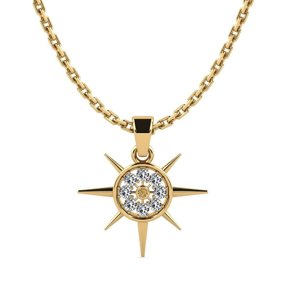 14k Oro Amarillo Diamante café Colgante de Mujer Noor
