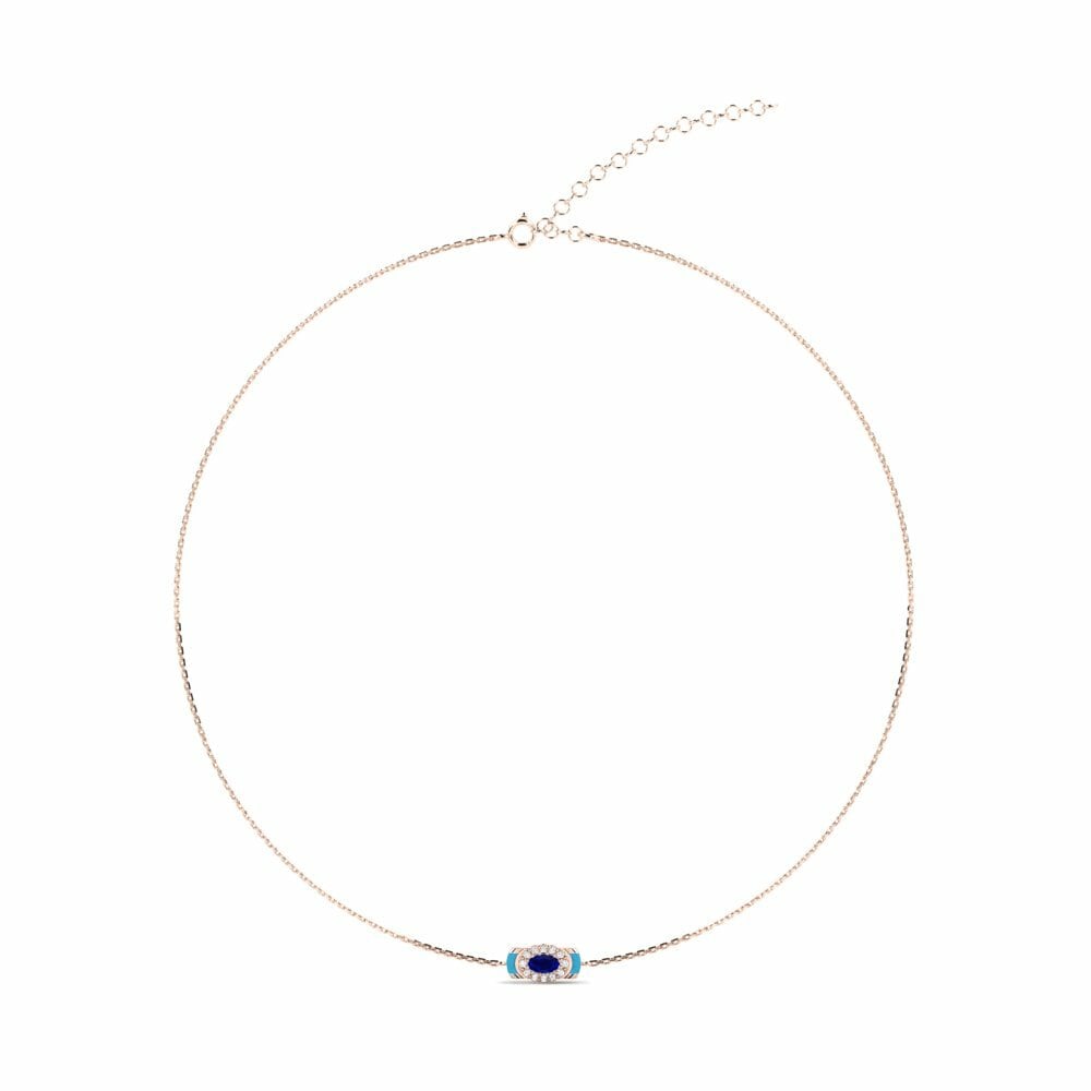 Vàng Hồng 9K Đá Sapphire Dây chuyền choker nữ Nopis