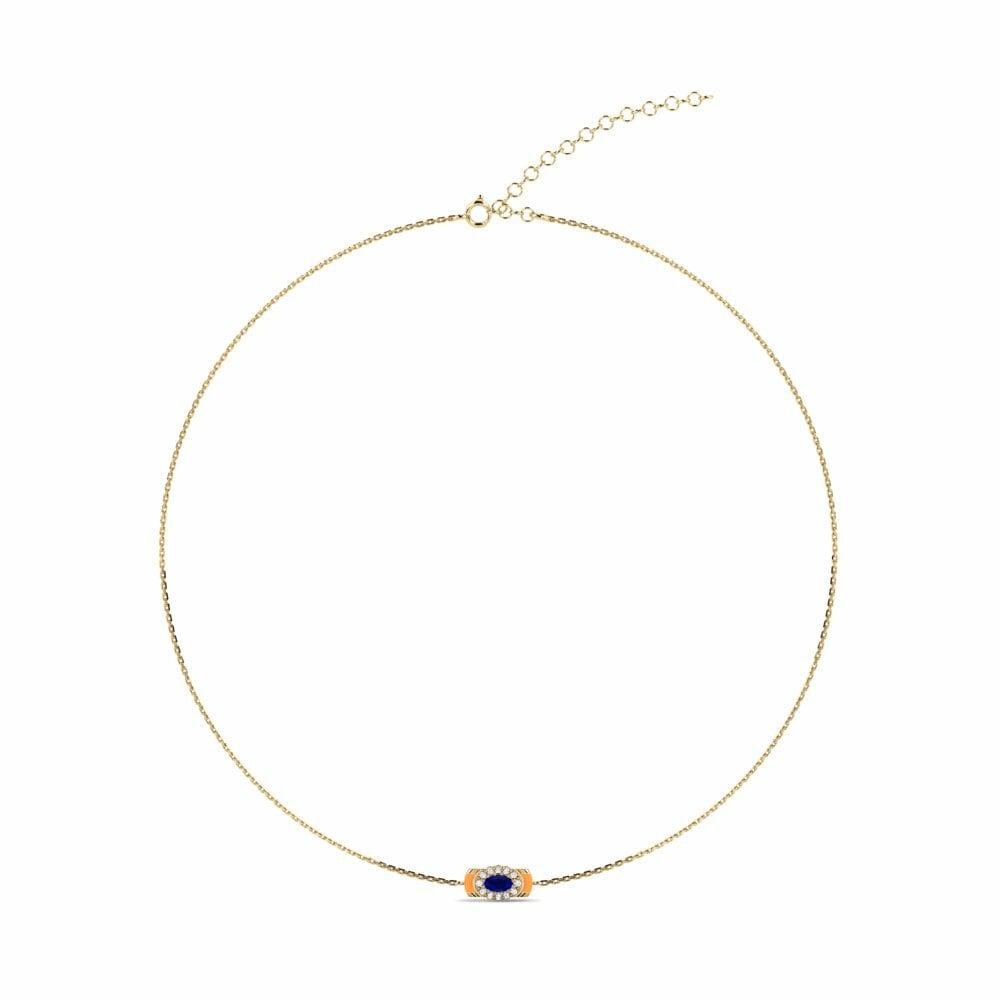 Vàng 9K Đá Sapphire Dây chuyền choker nữ Nopis