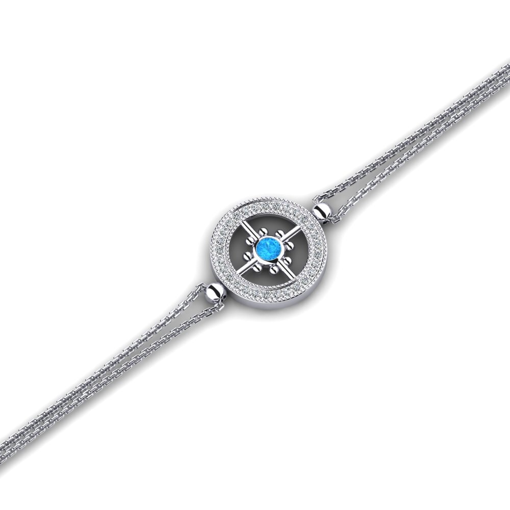 9ct White Gold Blue Topaz Women's Bracelet Norden