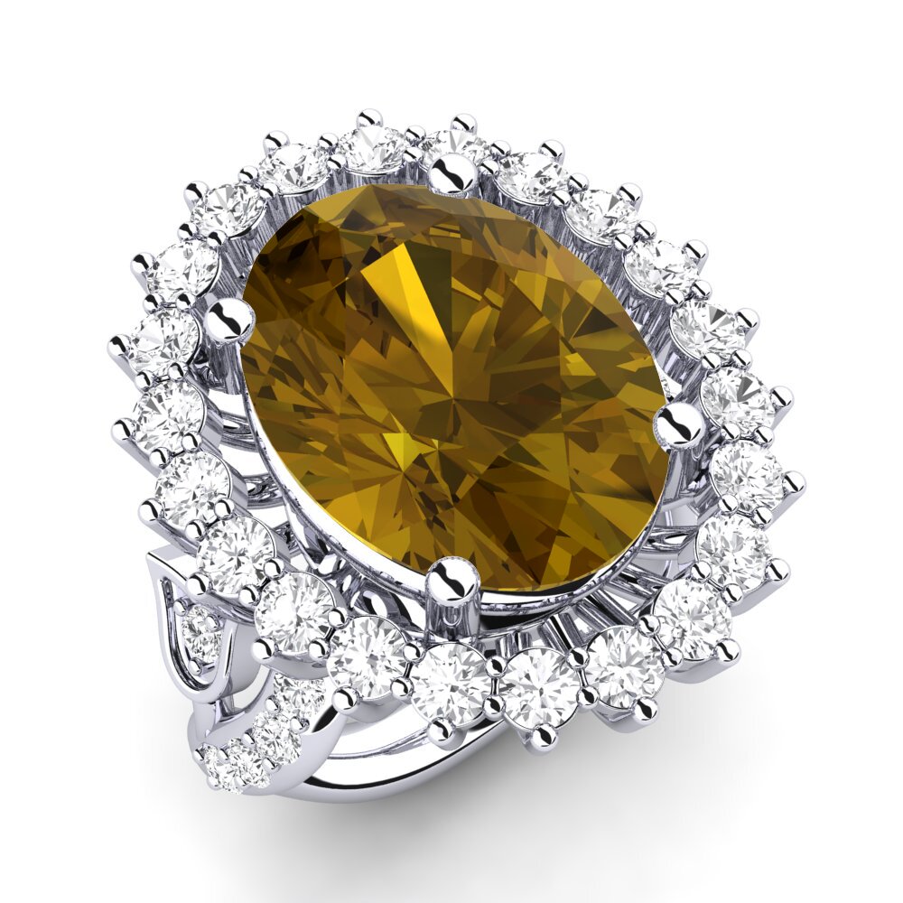 White Silver Brown Zircon Ring Noreen