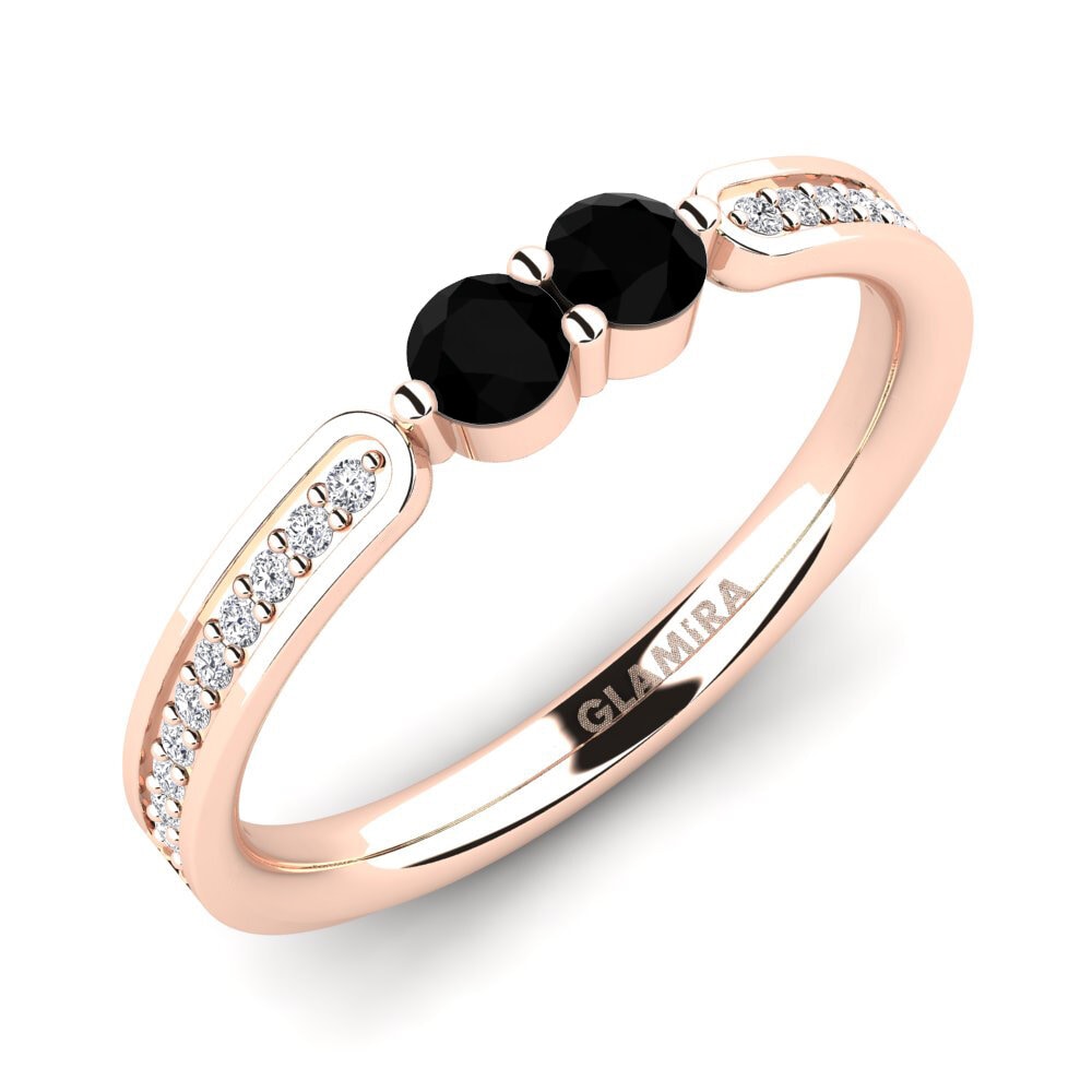Oro Rosso 585 Diamante Nero Anello Norlene
