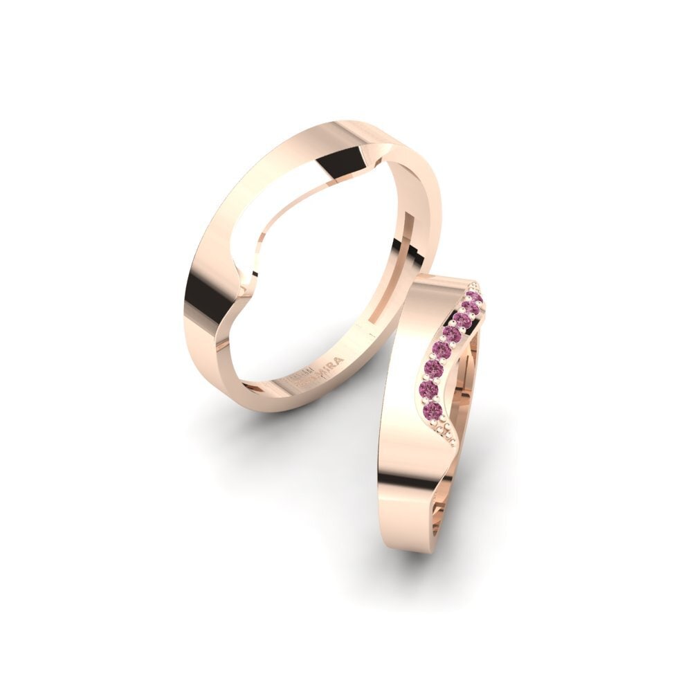 9k Oro Rosa Granate Rhodolite Anillo de boda Normalize Pair