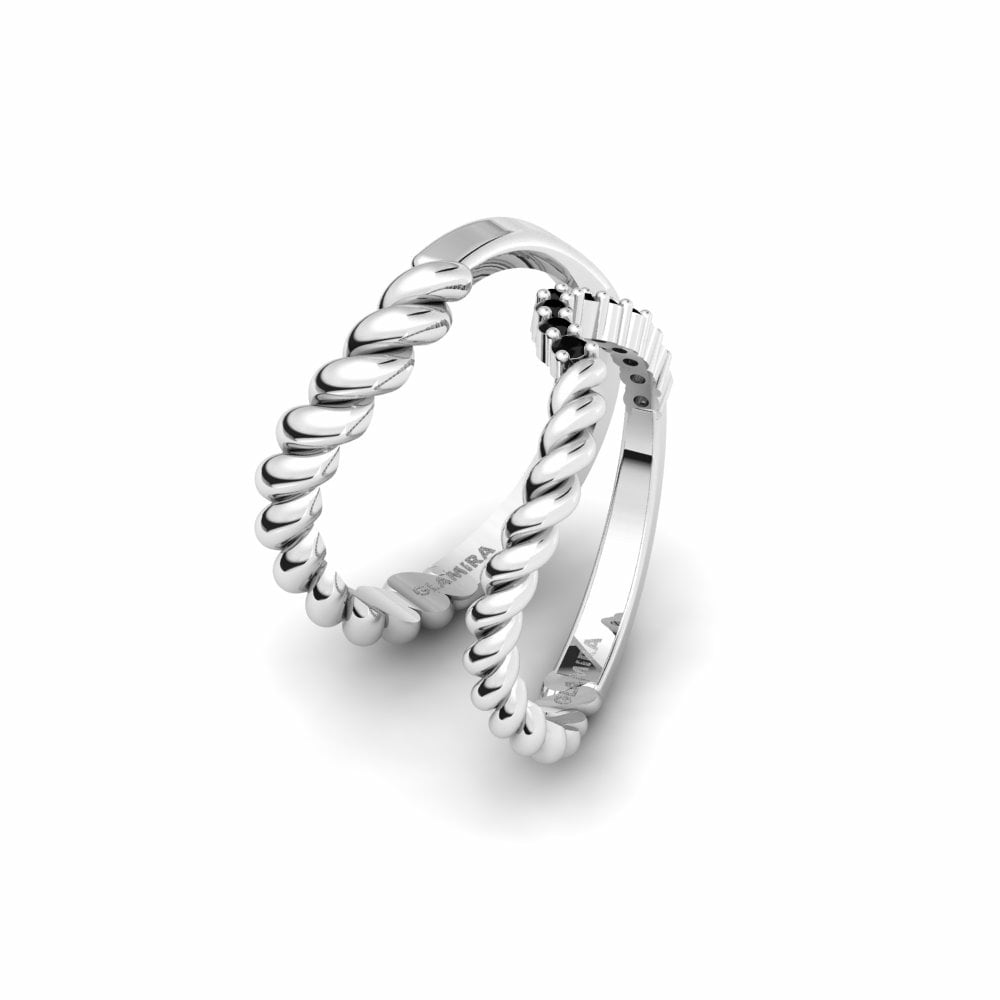 0.18 Carat Fancy Black Sapphire 14k White Gold Wedding Ring Normally Pair