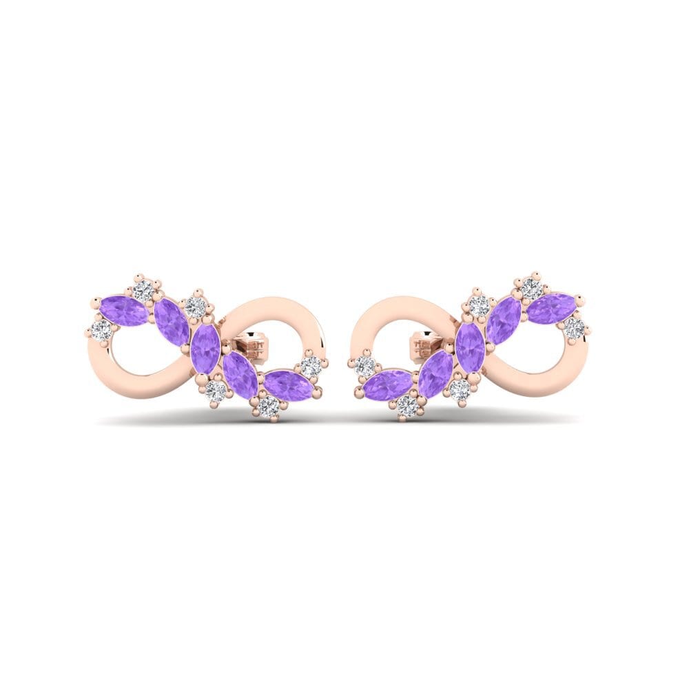 9ct Rose Gold Amethyst Women's Earring Notatum