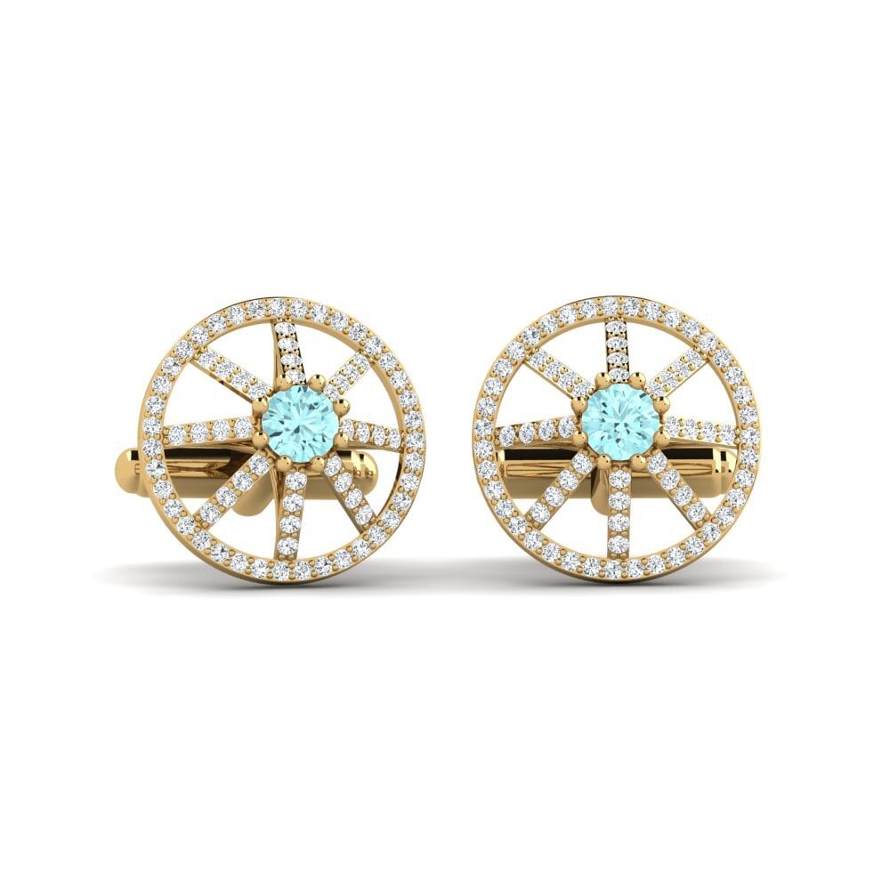 14ct Yellow Gold Aquamarine Cufflink Nour