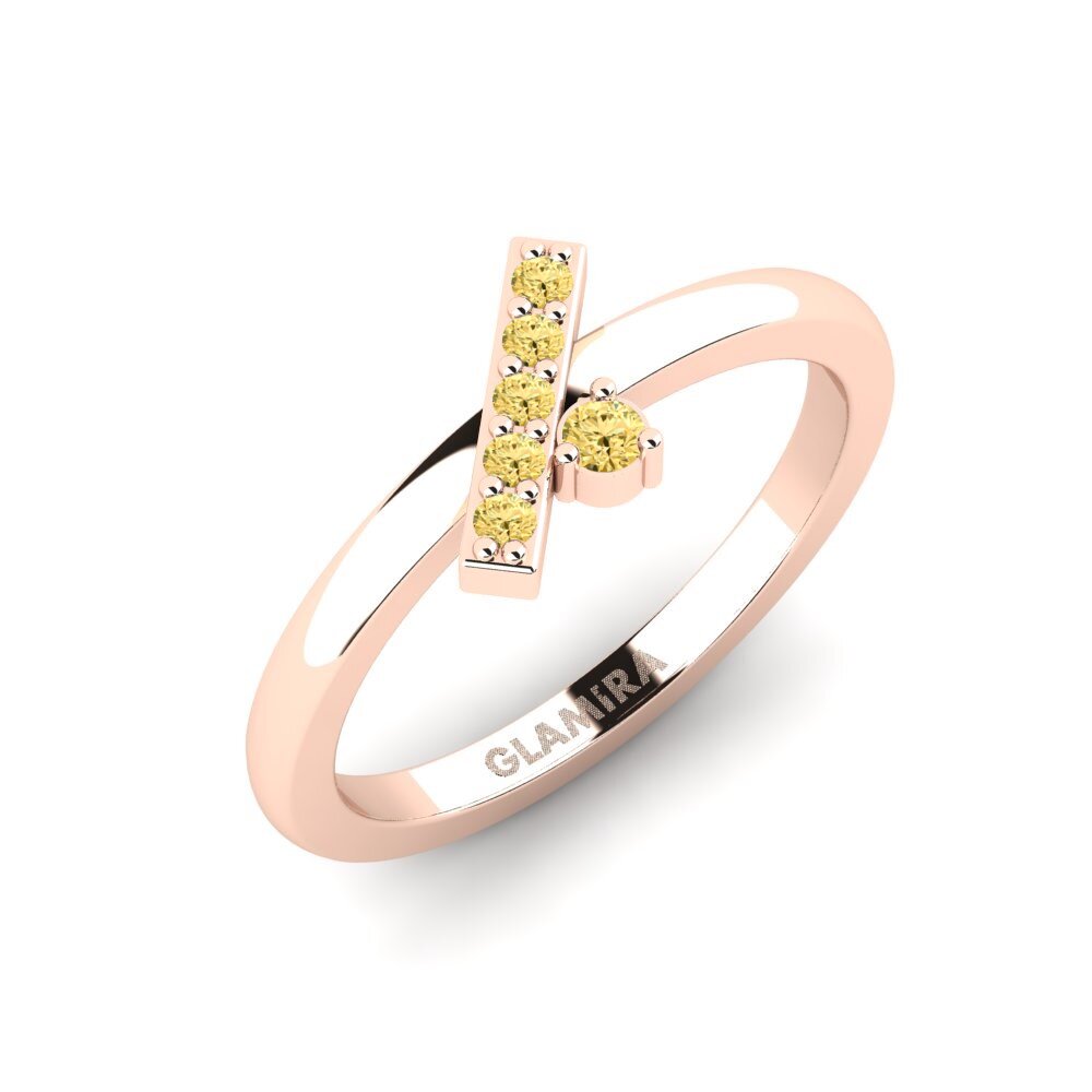 14k Oro Rosa Diamante Amarillo Anillo Nousta