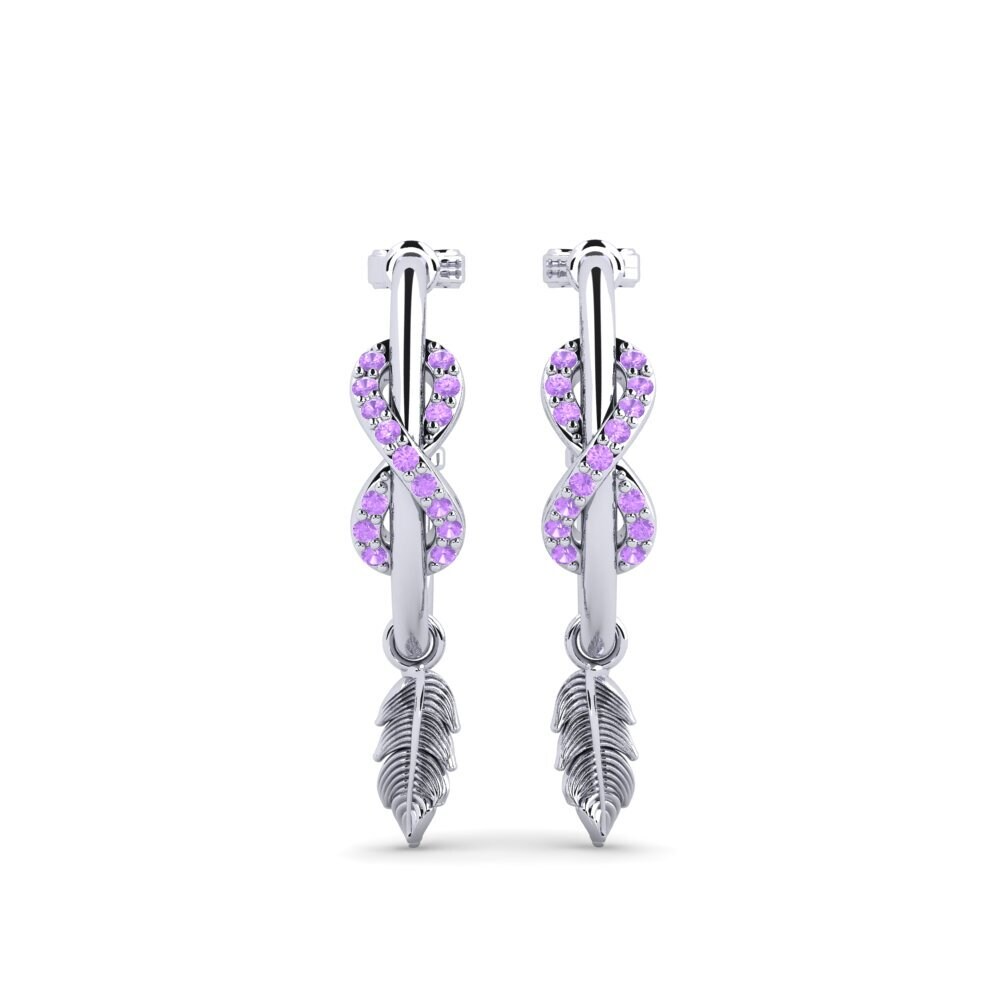 950 Palladium Amethyst Women's Earring Nouveandepart