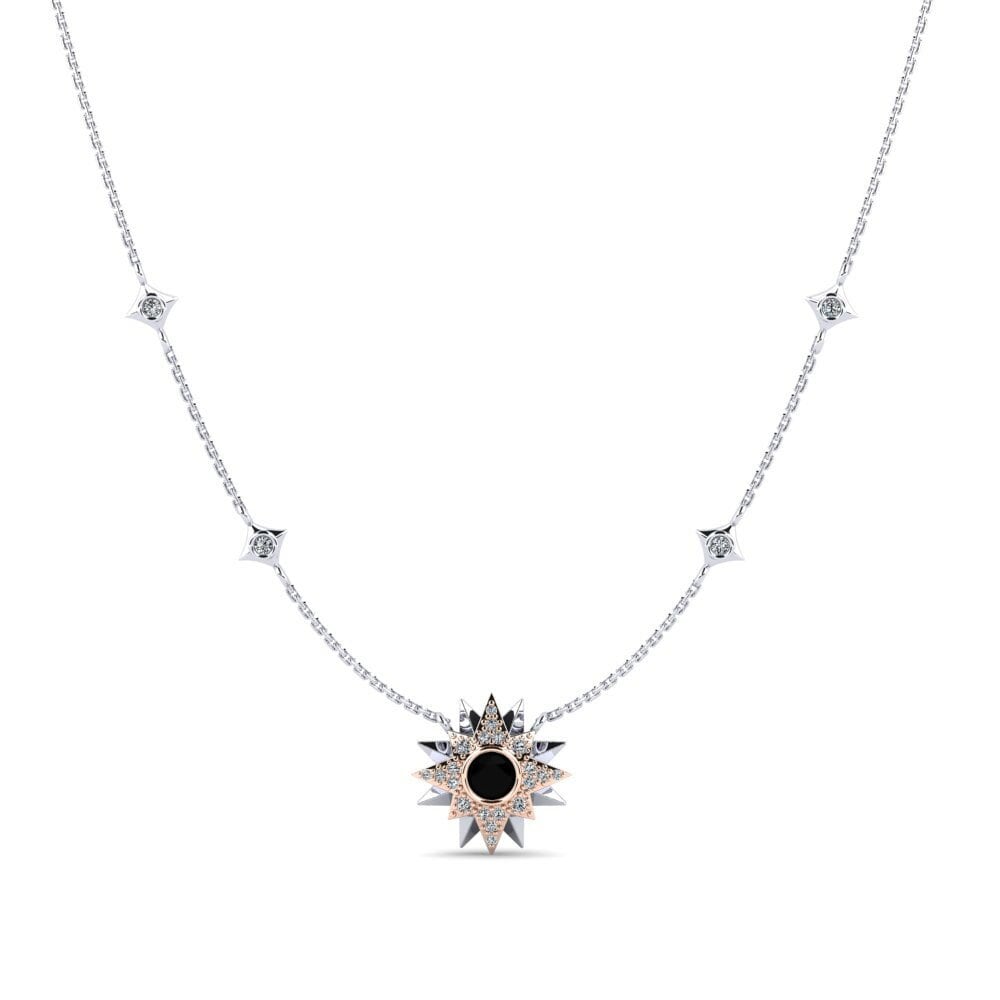 9k Oro Blanco & Rosa Collar de Mujer Novastic