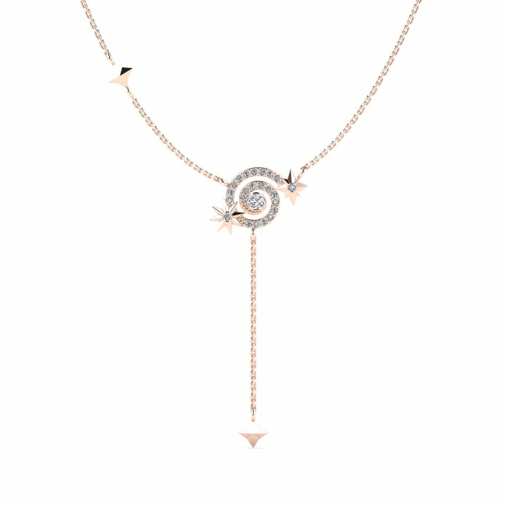 Dây chuyền Vàng Hồng 18K Kim Cương Nhân Tạo Lariat