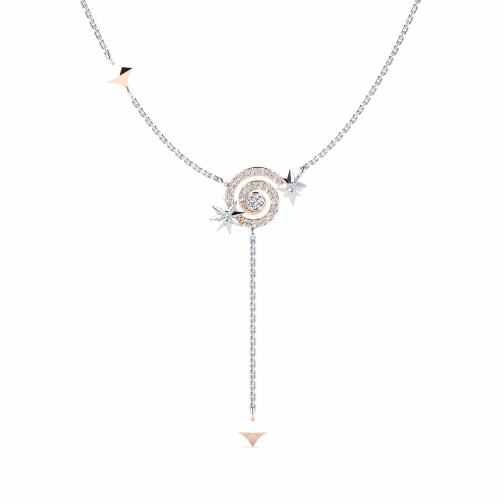 9k Oro Blanco & Rosa Collar de Mujer Novation