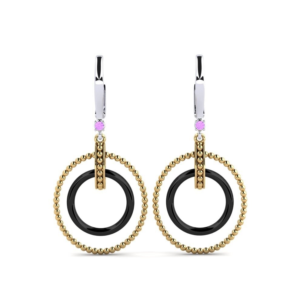 9ct Yellow & White Gold Amethyst Women's Earring Nowell