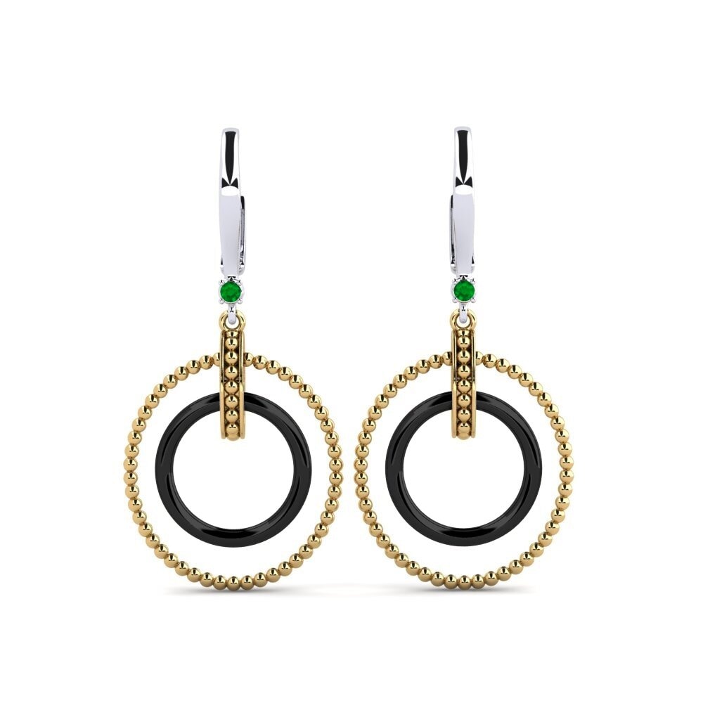 14ct Yellow & White Gold Emerald Women's Earring Nowell