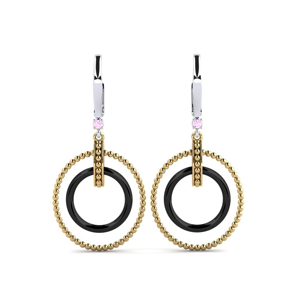 14ct Yellow & White Gold Pink Sapphire Women's Earring Nowell