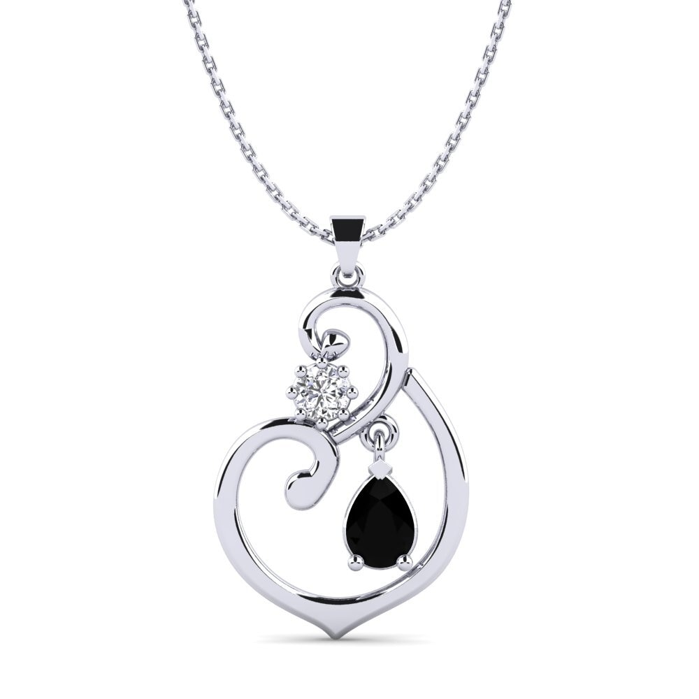 Pear Black Sapphire Women's Pendant Nowelle