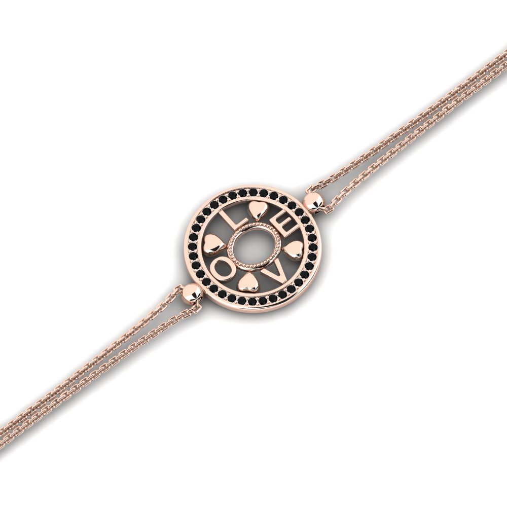 14ct Rose Gold Black Diamond Women's Bracelet Nowt