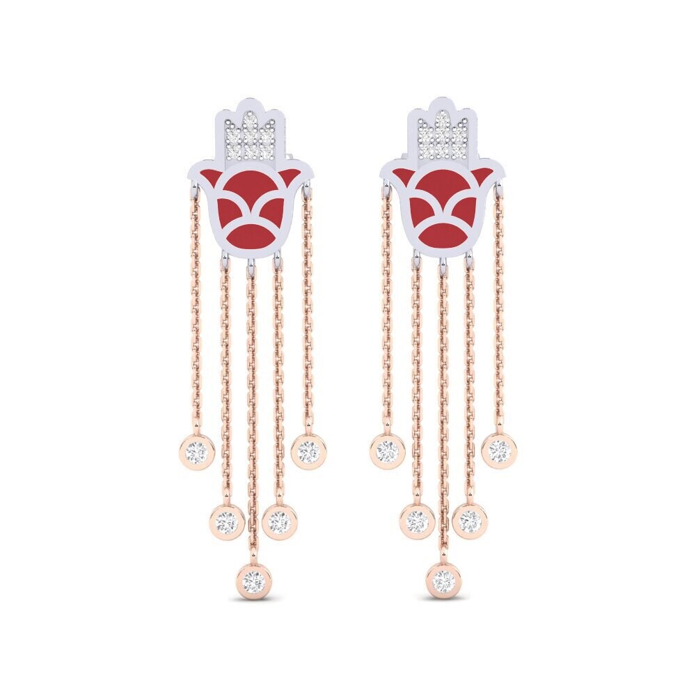 18ct Rose / White Gold Women's Earring Ntseeg