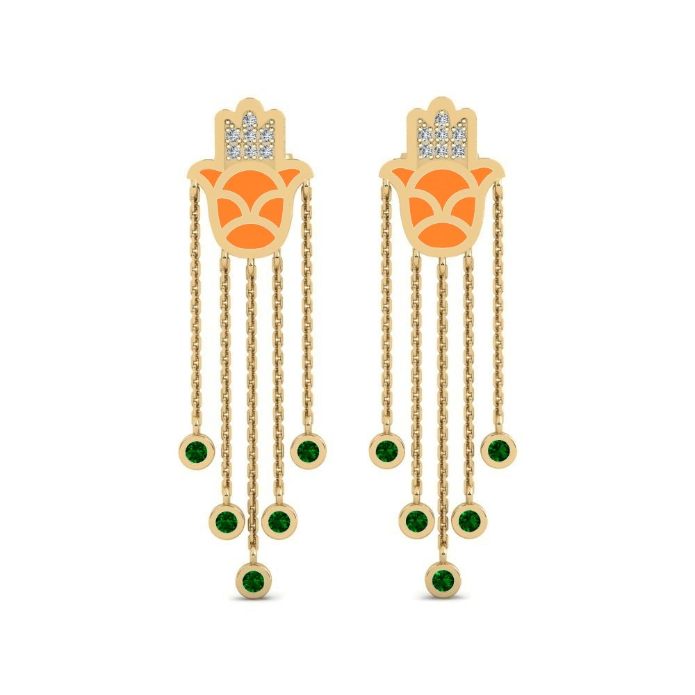 Gotas y cuelgan Aretes Pendientes Ntseeg Oro Amarillo 585 Swarovski Verde
