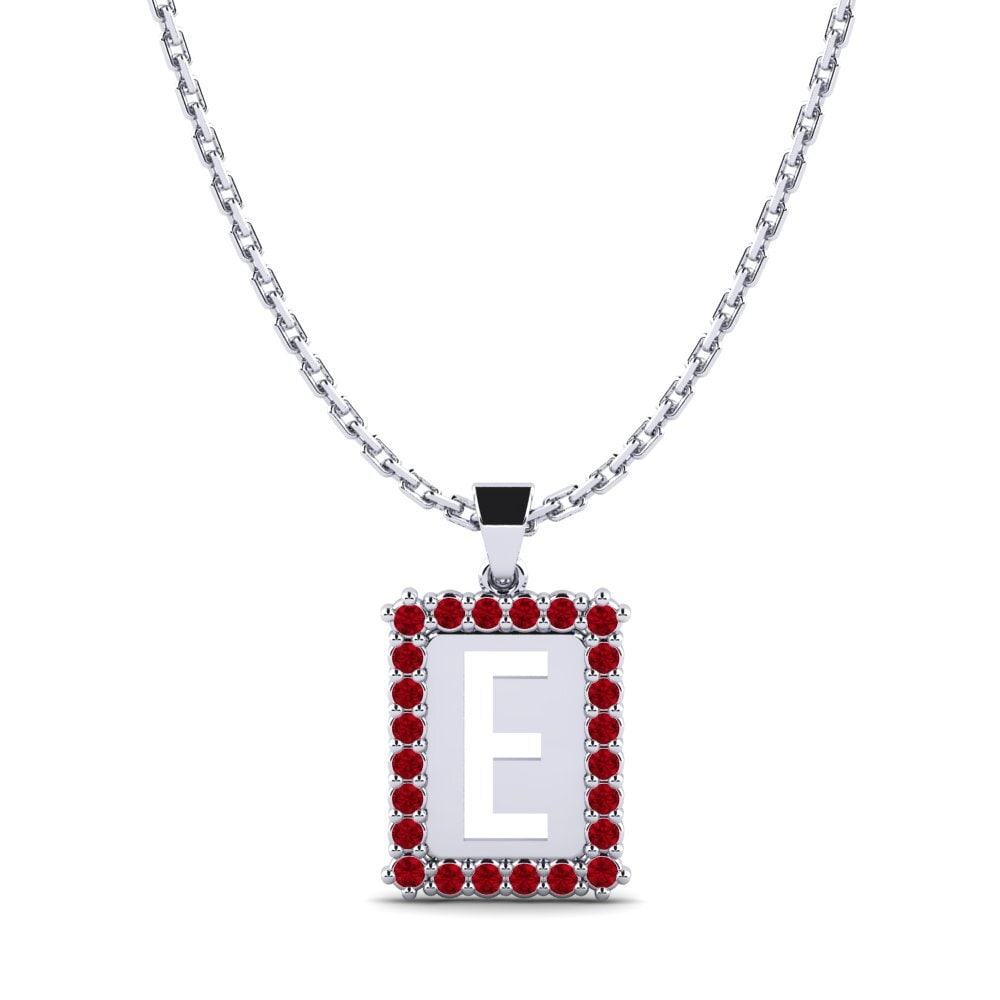 950 Palladium Roter Zirkonia Damen anhänger Nubia E