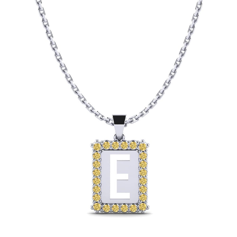 14k Oro Blanco Diamante Amarillo Colgante de Mujer Nubia E