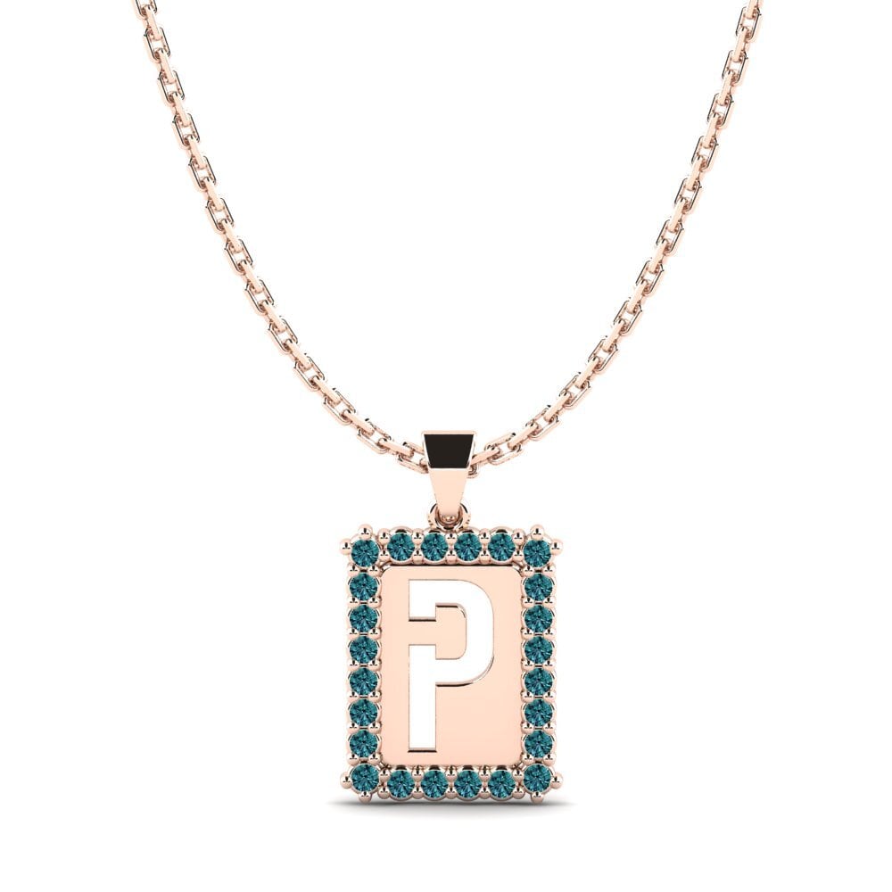 Rotgold 585 Blauer Diamant Damen anhänger Nubia P